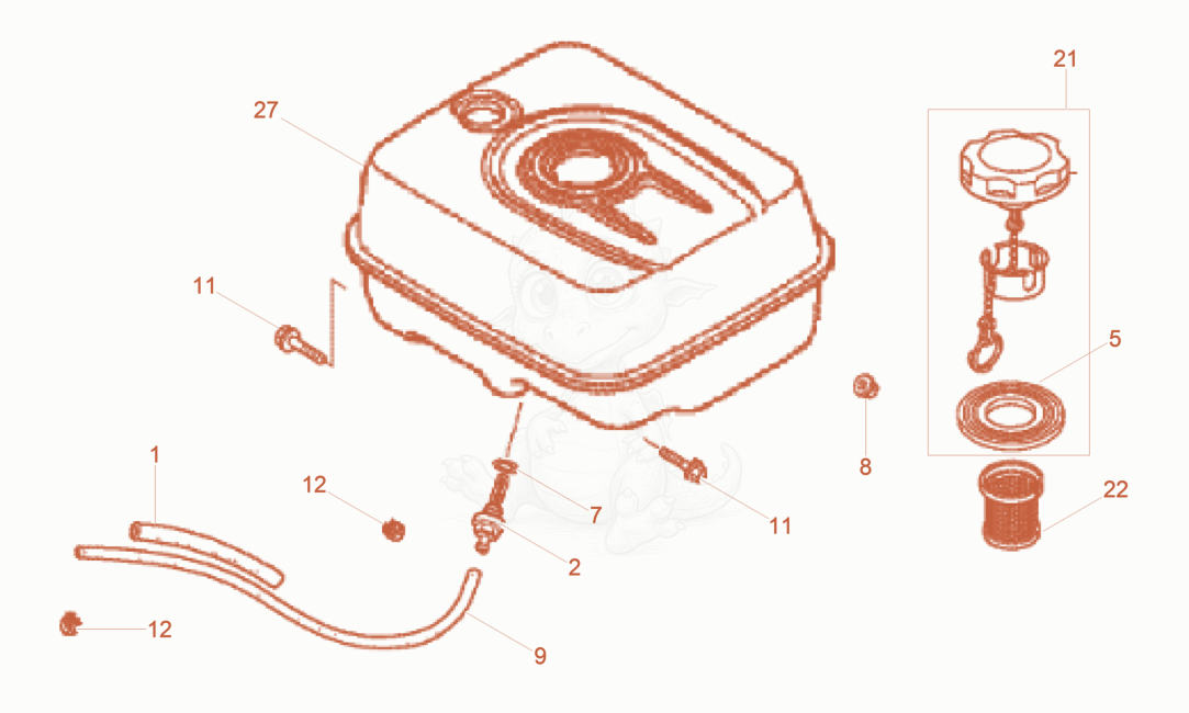 Exploded parts diagram of the Fuel Tank of a Wacker Neuson BPU3750ATS, with numbered balloons