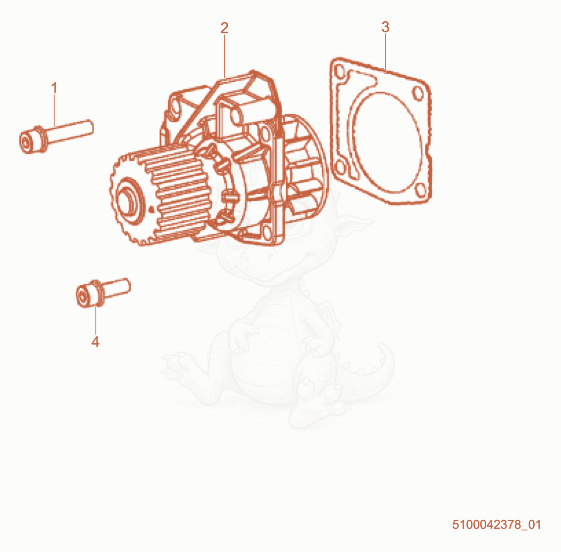 Exploded parts diagram of the Water Pump of a Wacker Neuson RTLX-SC3, with numbered balloons