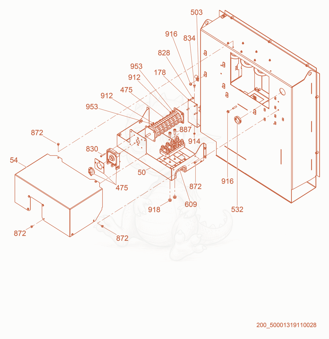 Exploded parts diagram of the Voltage Selector Switch Box of a Wacker Neuson G120, with numbered balloons