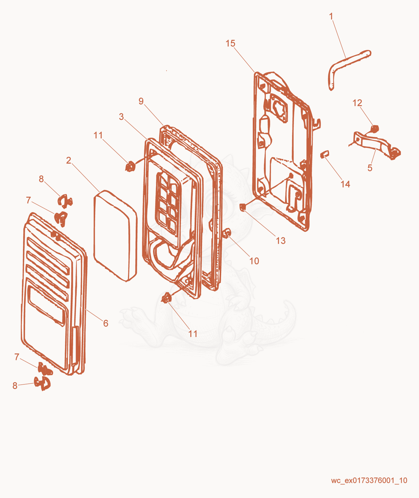 Exploded parts diagram of the Air Cleaner cpl. of a Wacker Neuson GP5600A, with numbered balloons
