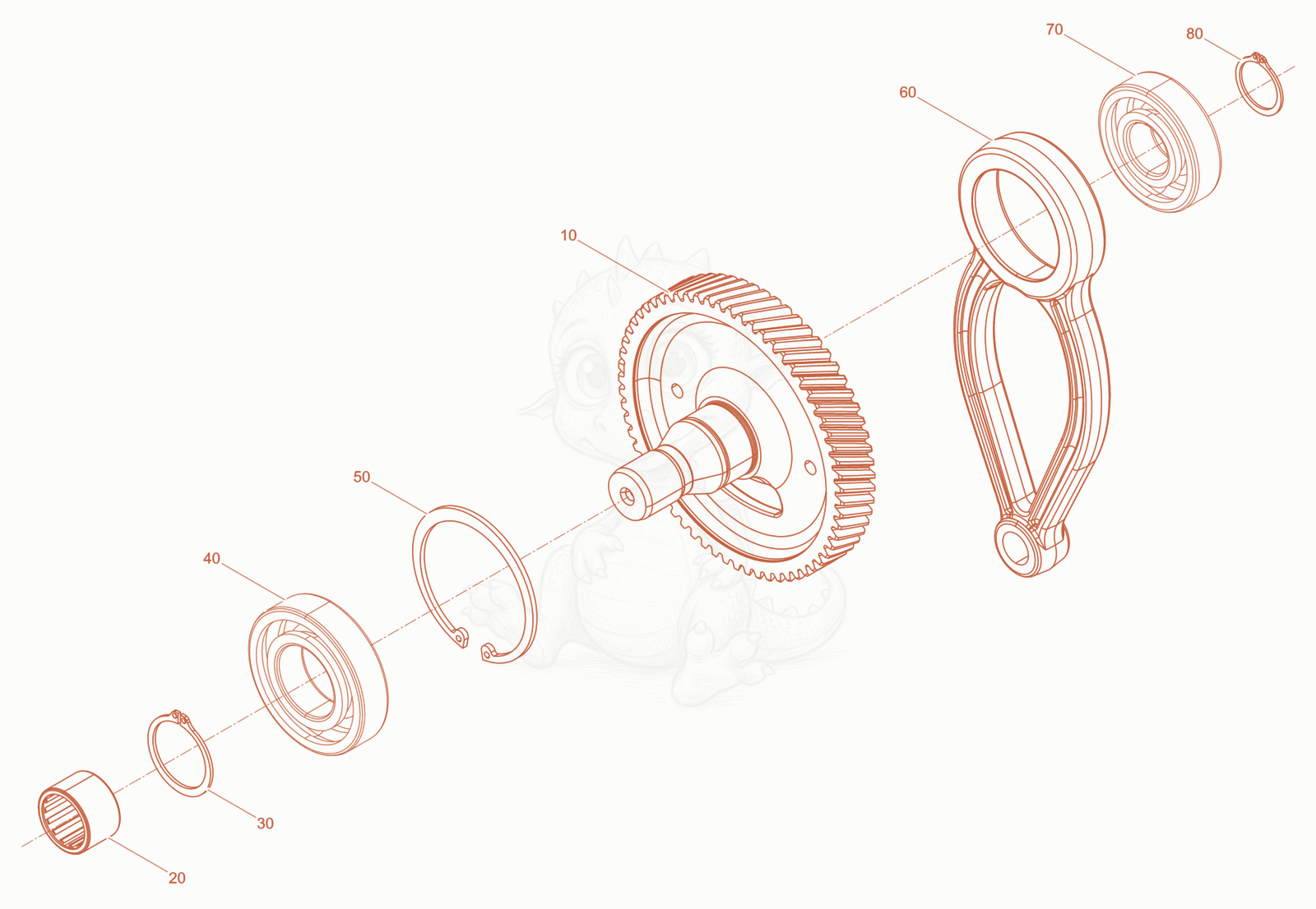 Exploded parts diagram of the Crank gear Honda of a Wacker Neuson BS68-4AB/28, with numbered balloons
