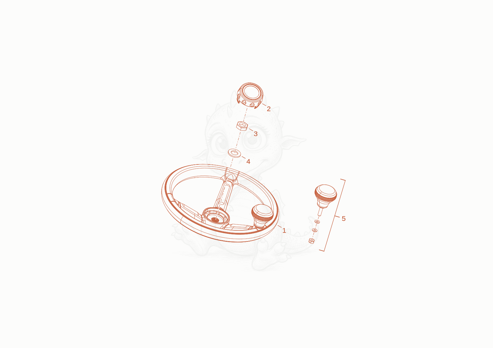 Exploded parts diagram of the steering wheel of a Wacker Neuson WL950P(A05-05), with numbered balloons