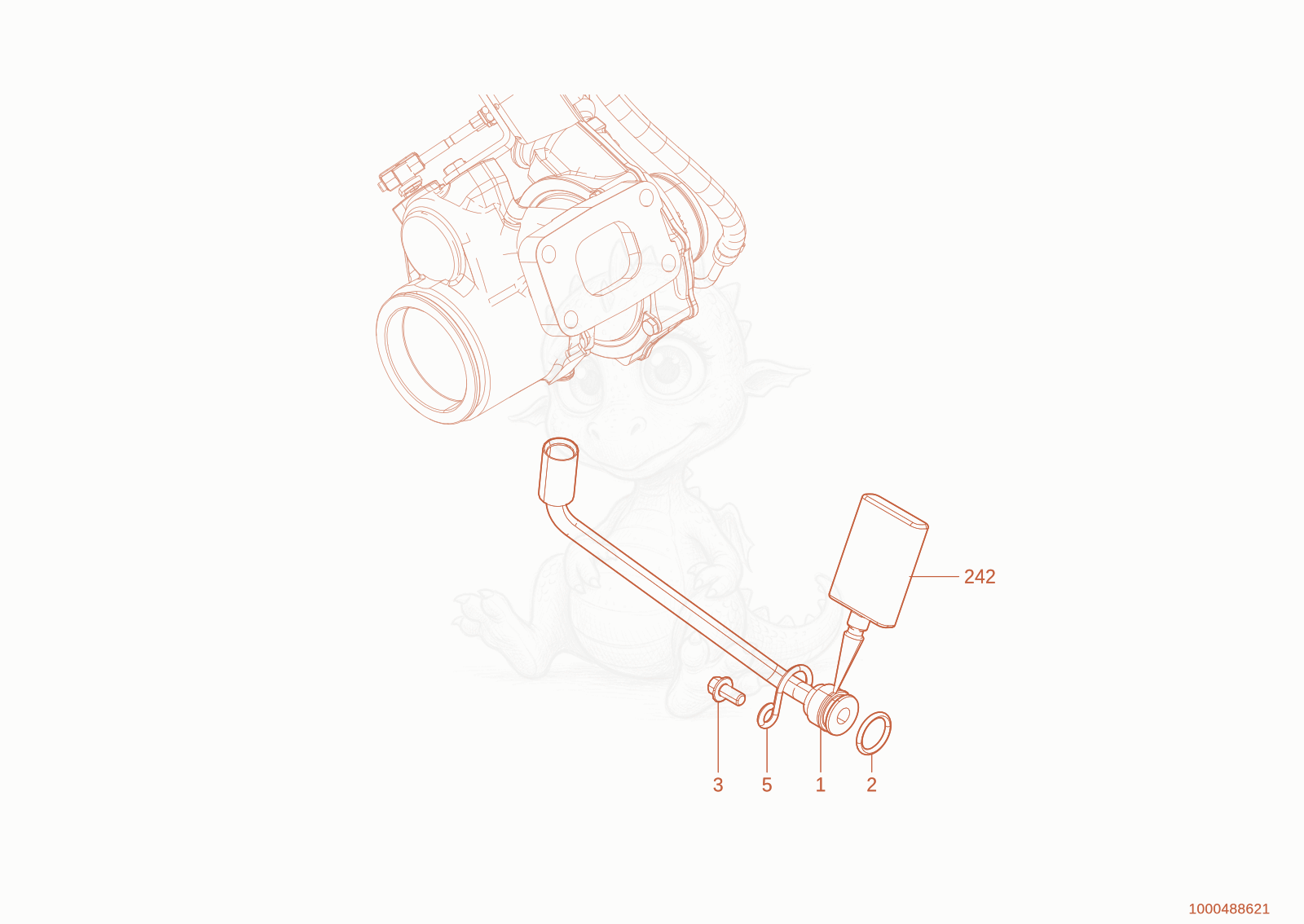 Exploded parts diagram of the return line of a Wacker Neuson WL110(WRL90-05), with numbered balloons