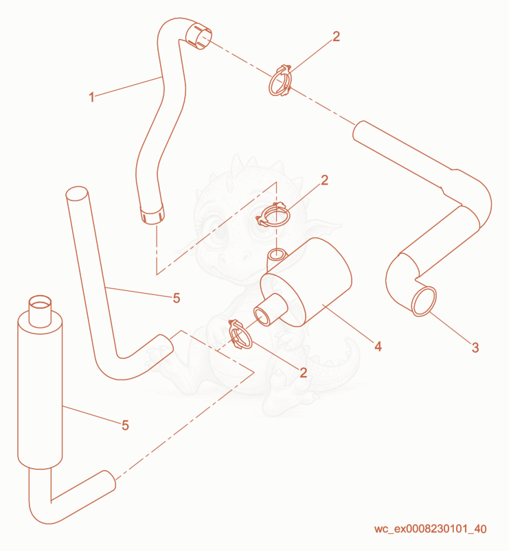 Exploded parts diagram of the Muffler cpl. of a Wacker Neuson G70, with numbered balloons