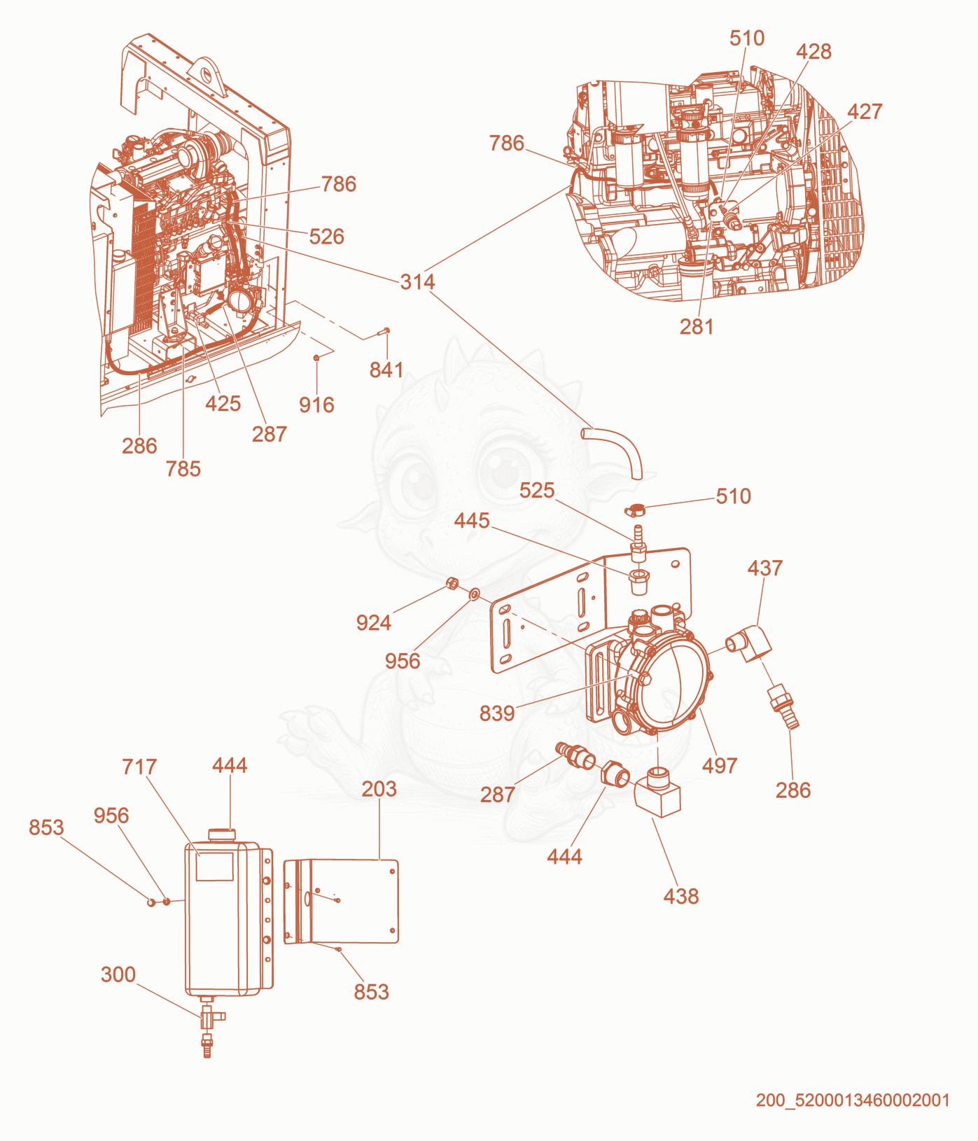 Exploded parts diagram of the Option-Lube Level Maintainer of a Wacker Neuson G120, with numbered balloons