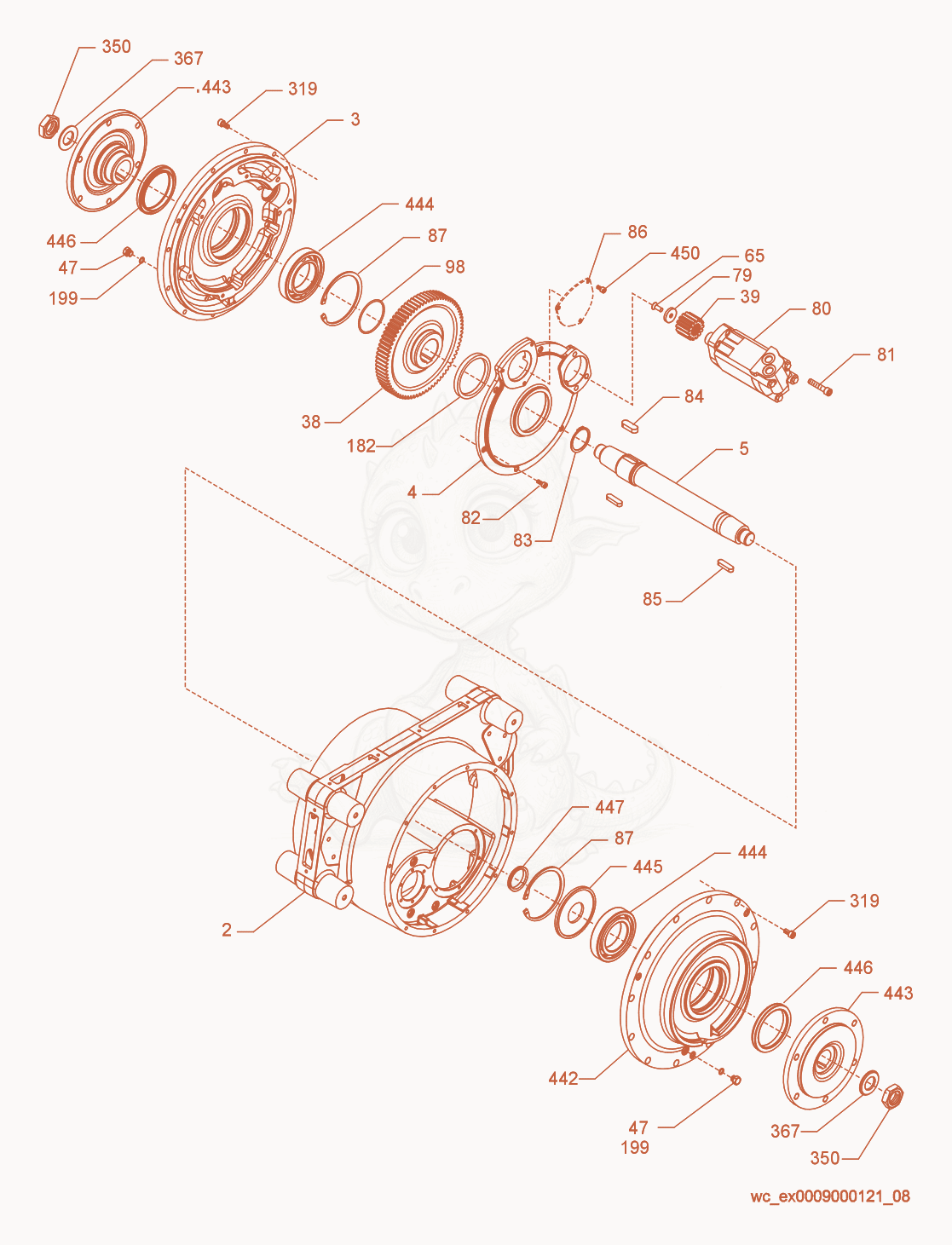 Exploded parts diagram of the Drum Drive of a Wacker Neuson RT560, with numbered balloons