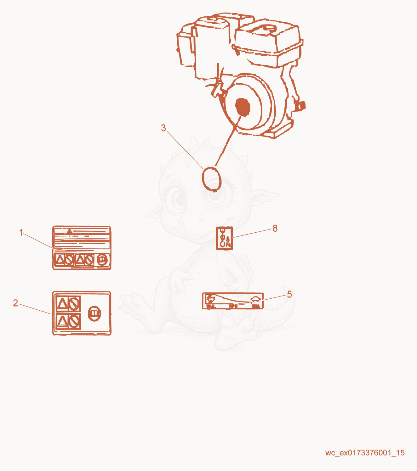 Exploded parts diagram of the Labels of a Wacker Neuson GP3800A, with numbered balloons