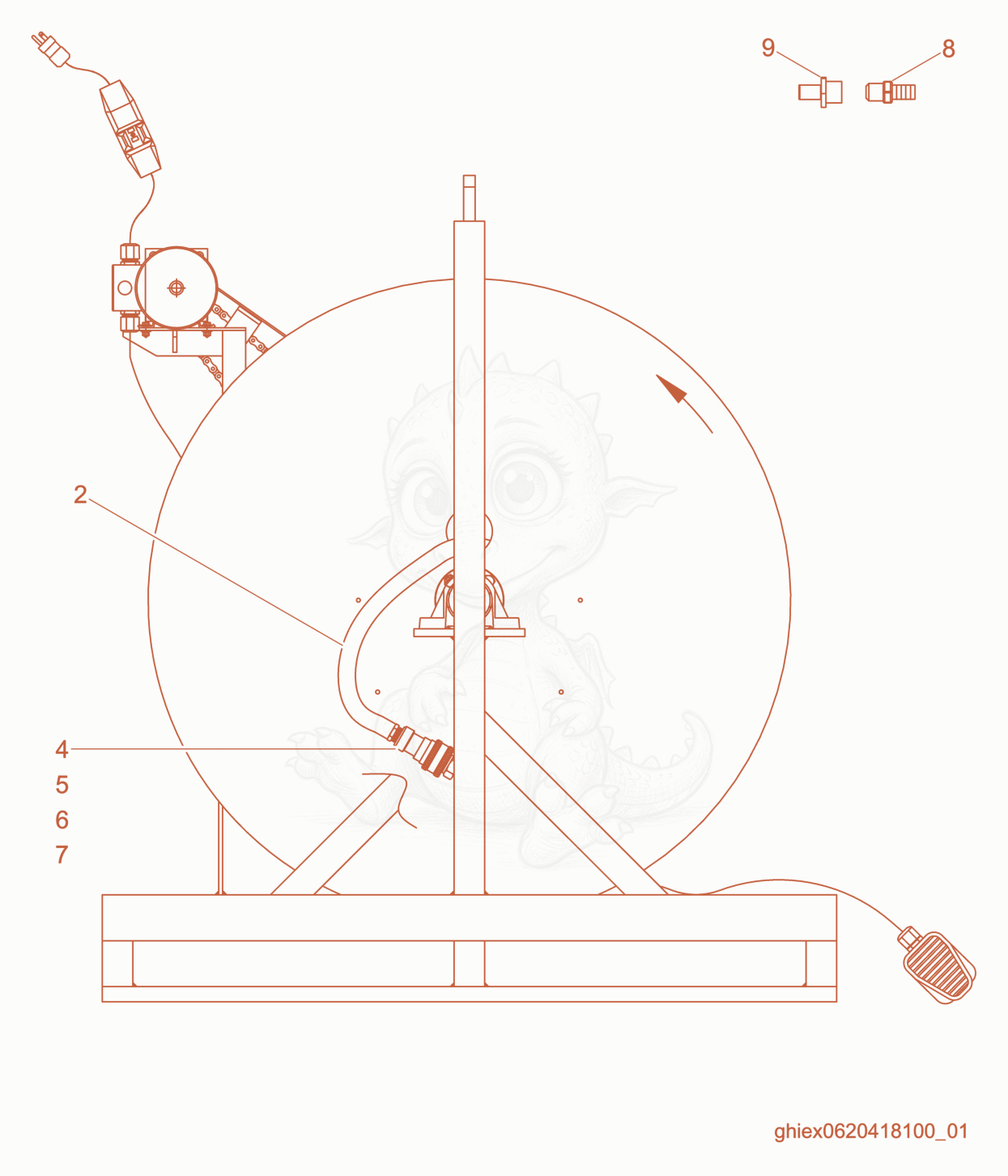 Exploded parts diagram of the Hose cpl. of a Wacker Neuson HHS1101, with numbered balloons