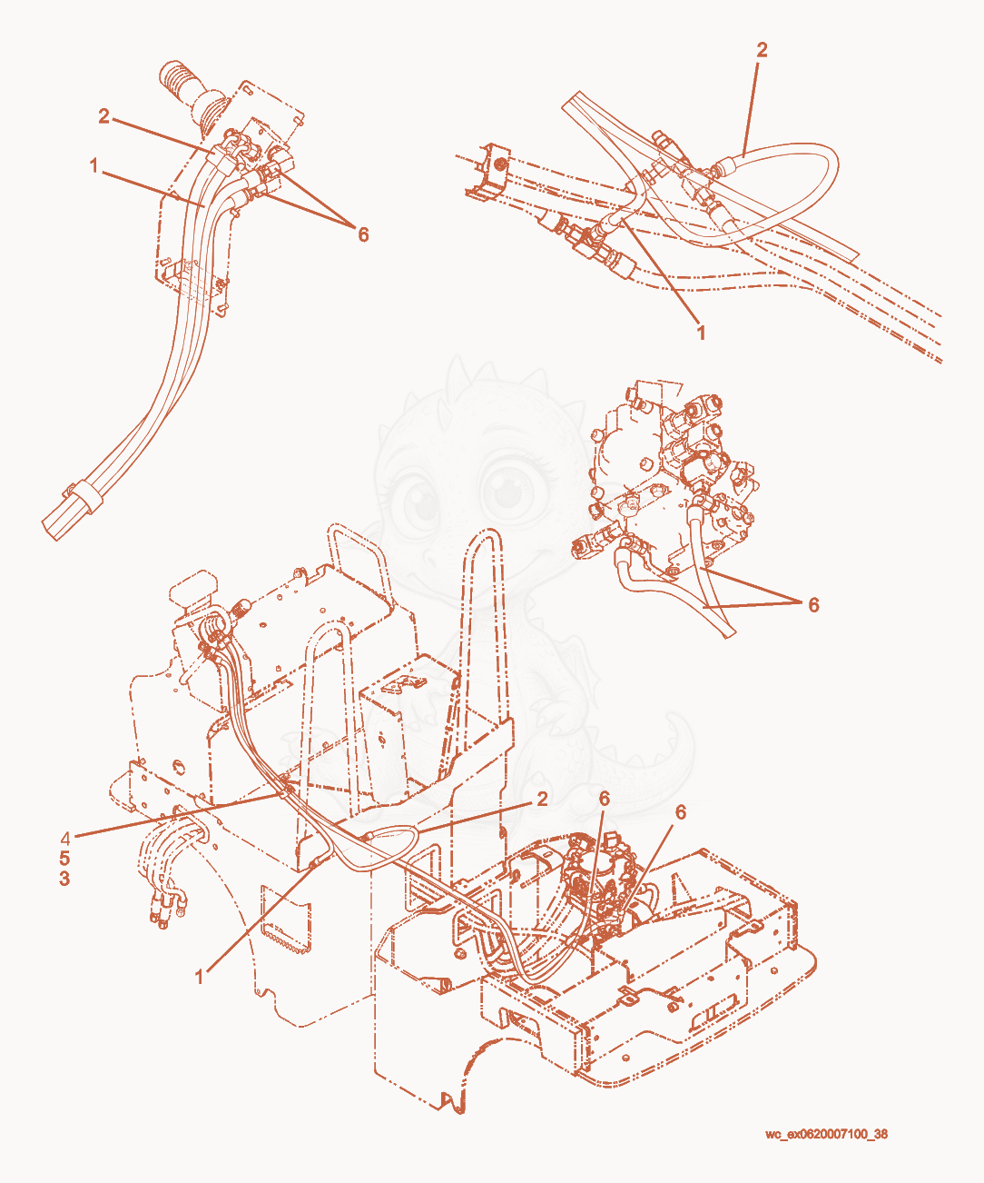 Exploded parts diagram of the Directional Control Hoses of a Wacker Neuson RD27-120, with numbered balloons