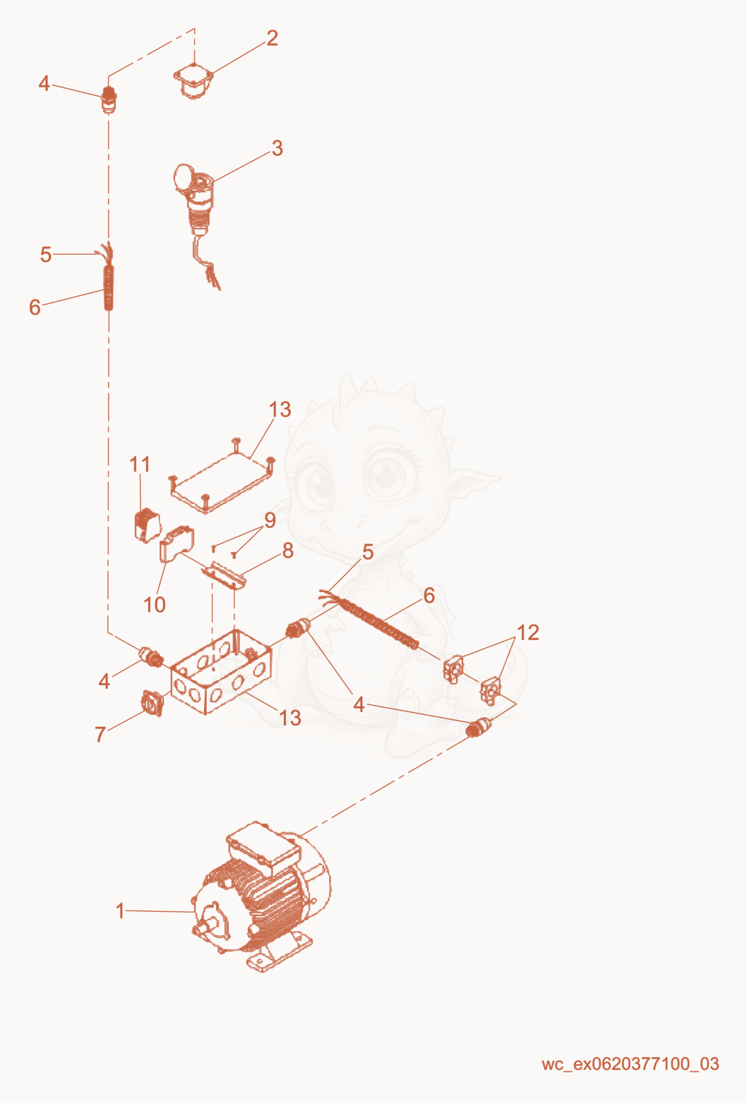 Exploded parts diagram of the Electrical box of a Wacker Neuson CT24-230EEU, with numbered balloons