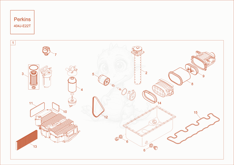 Exploded parts diagram of the maintenance package (1000h) (option) of a Wacker Neuson EZ80, with numbered balloons