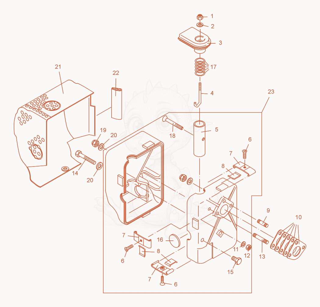Exploded parts diagram of the Exhaust Silencer of a Wacker Neuson DPU2440H, with numbered balloons