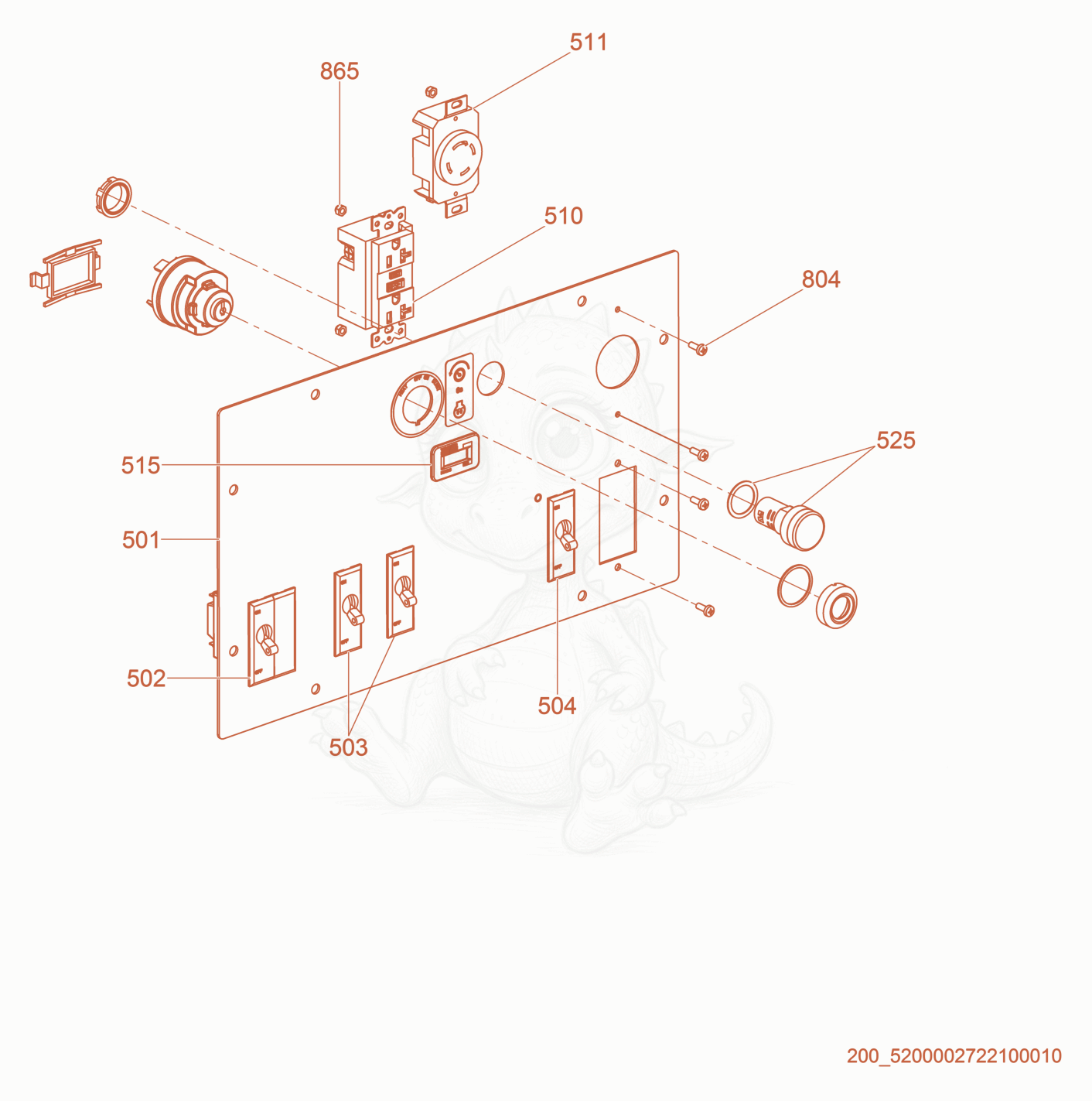Despiece del Control Panel de una máquina Wacker Neuson LTN6K-V, con globos numerados
