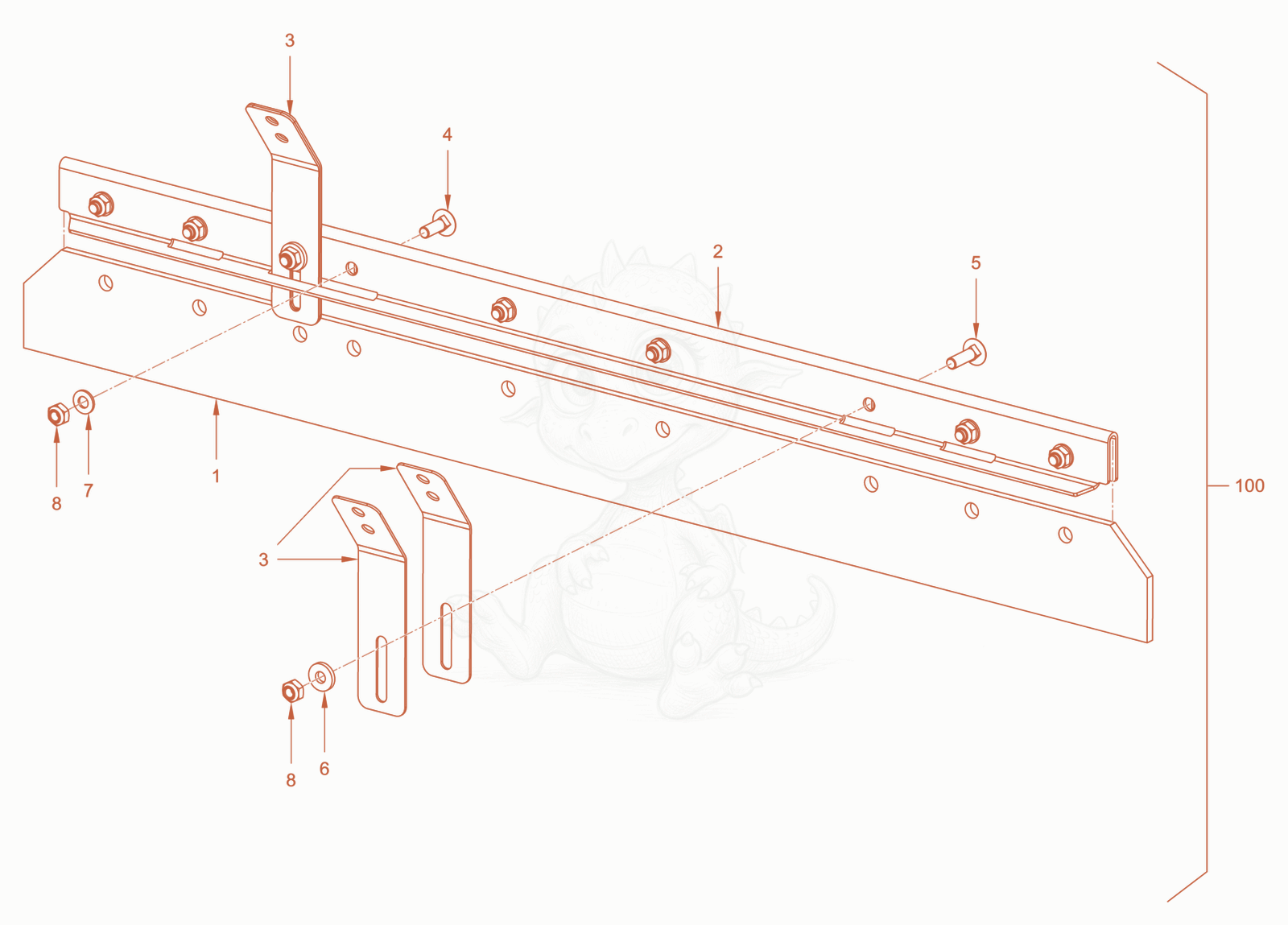 Exploded parts diagram of the scraper of a Wacker Neuson RD28-120OE, with numbered balloons