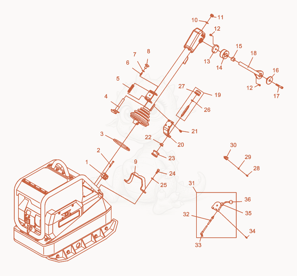 Exploded parts diagram of the Vibratory Plate cpl. of a Wacker Neuson DPU5045H, with numbered balloons
