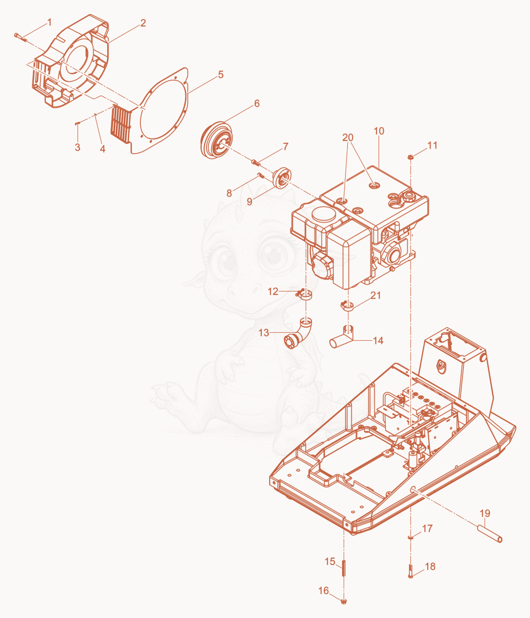 Exploded parts diagram of the Upper Mass cpl. of a Wacker Neuson DPU7060FE, with numbered balloons