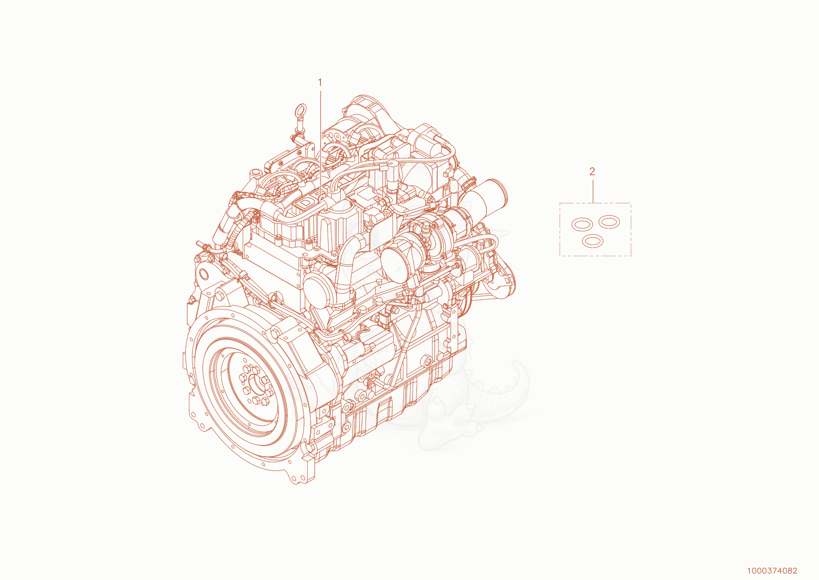 Exploded parts diagram of the engine TCD 2.9 L4 of a Wacker Neuson WL52, with numbered balloons