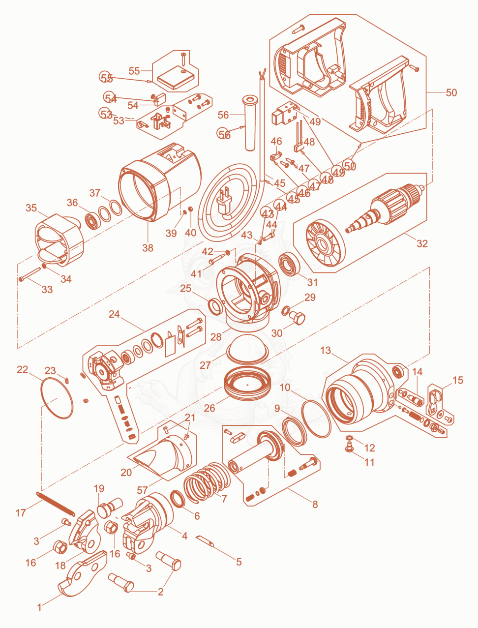 Exploded parts diagram of the Reinforcement Cutting Equipment of a Wacker Neuson RCP-12/12060HZ, with numbered balloons