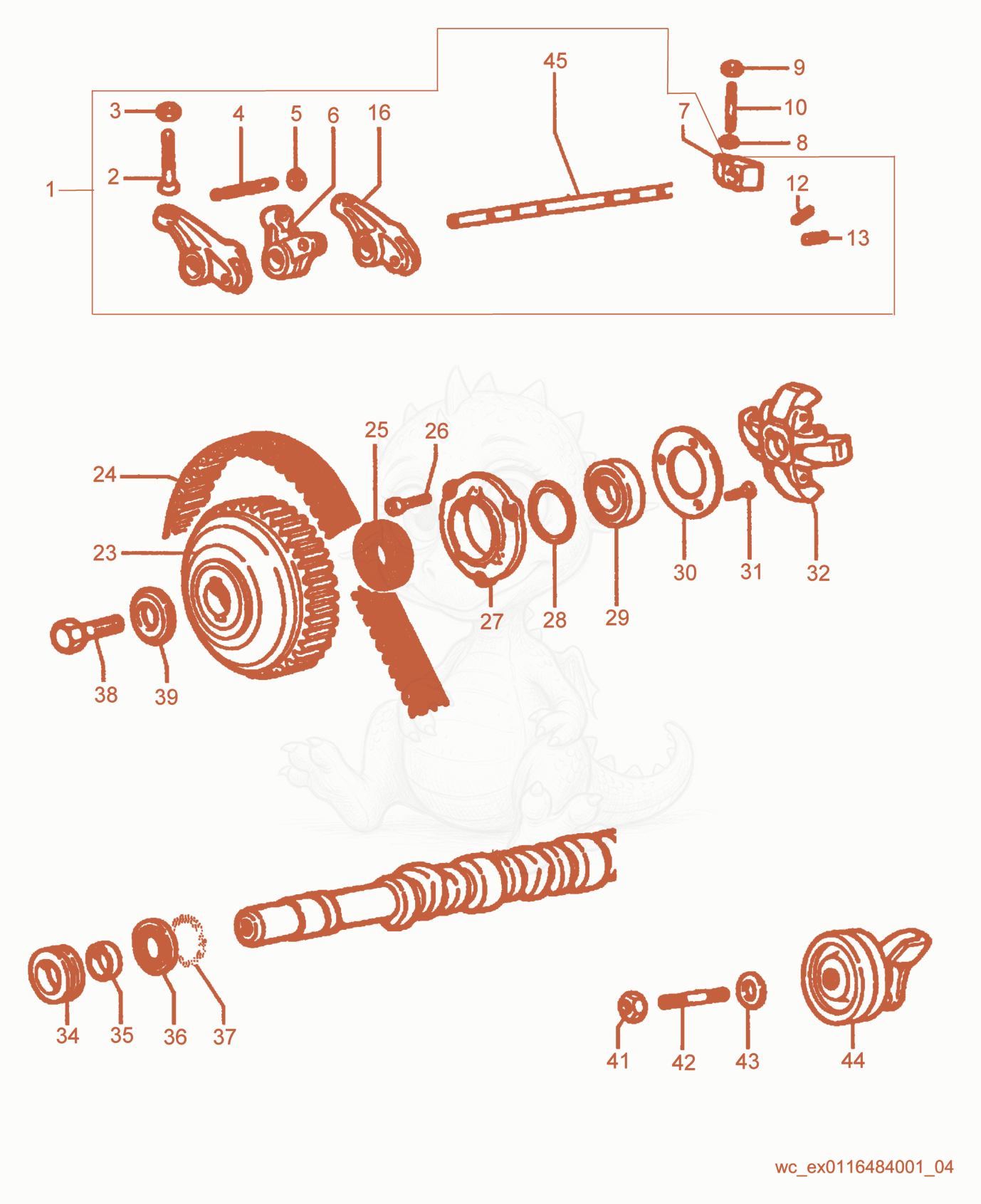 Exploded parts diagram of the Camshaft of a Wacker Neuson RT56-SC2, with numbered balloons