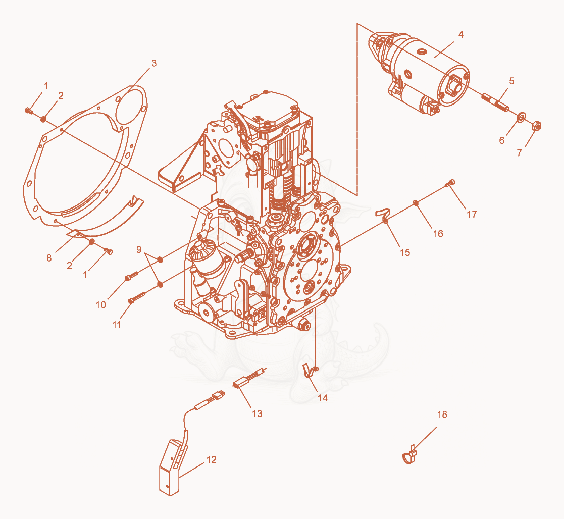 Exploded parts diagram of the Starter of a Wacker Neuson DPU6055, with numbered balloons