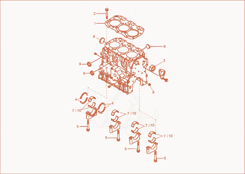 Exploded parts diagram of the cylinder block of a Wacker Neuson TD15, with numbered balloons