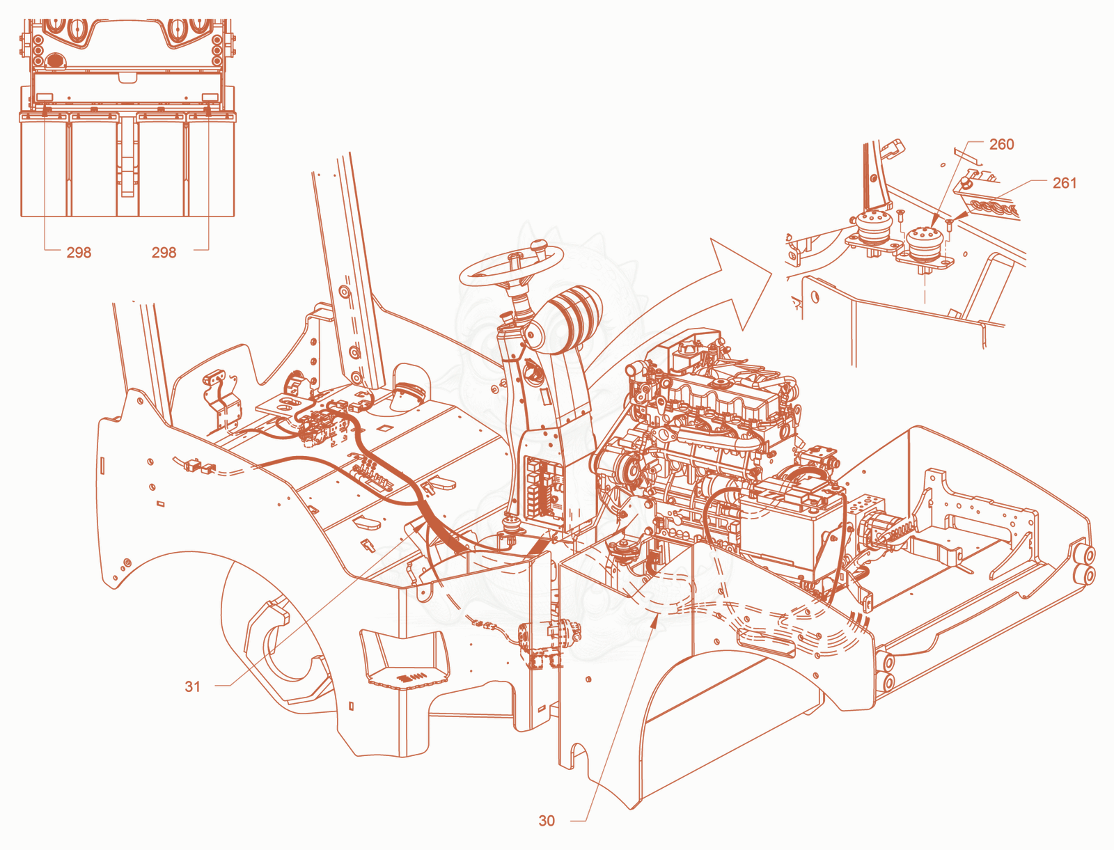 Exploded parts diagram of the electrical system of a Wacker Neuson RD40-130C.3, with numbered balloons
