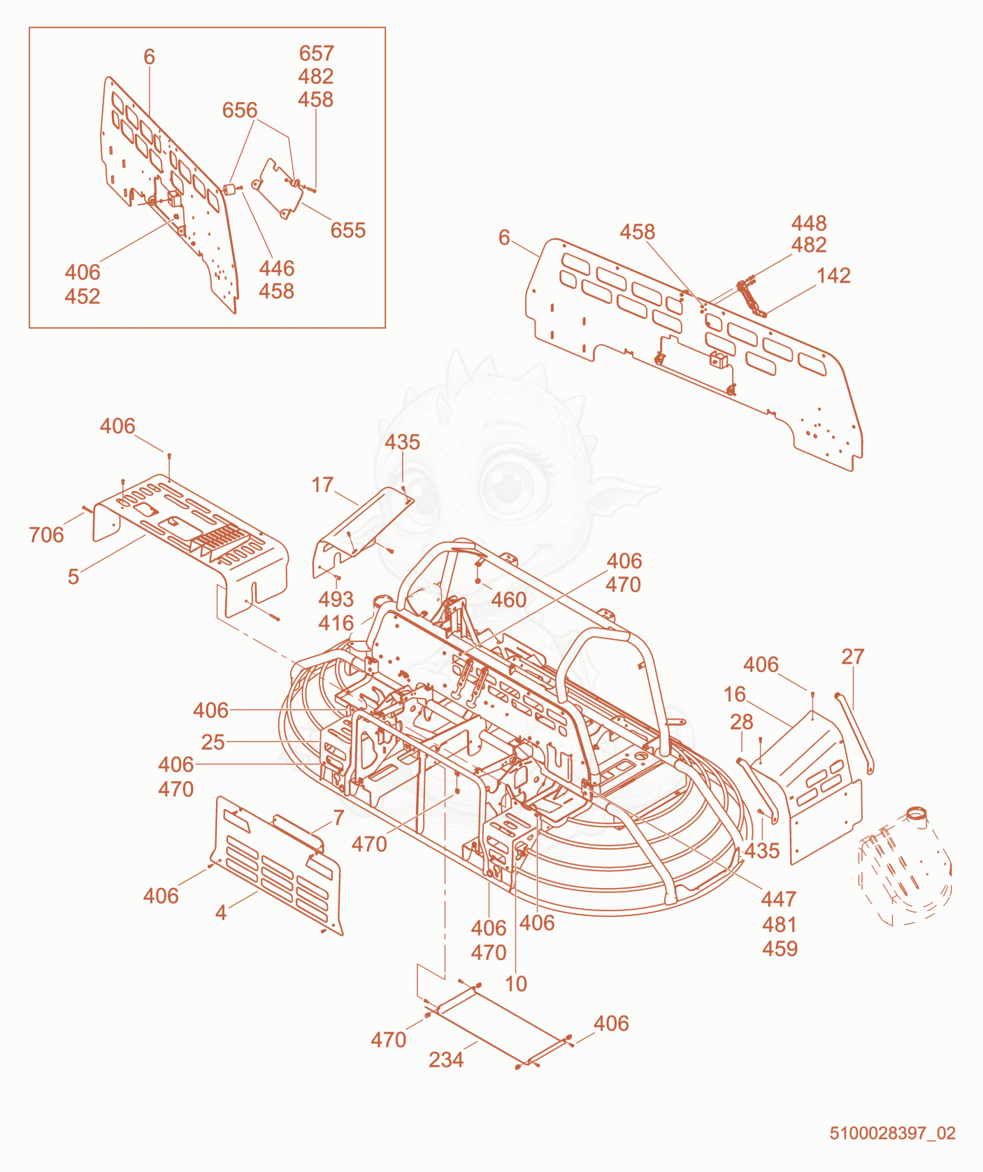 Exploded parts diagram of the Panel cpl. of a Wacker Neuson CRT48-37V, with numbered balloons