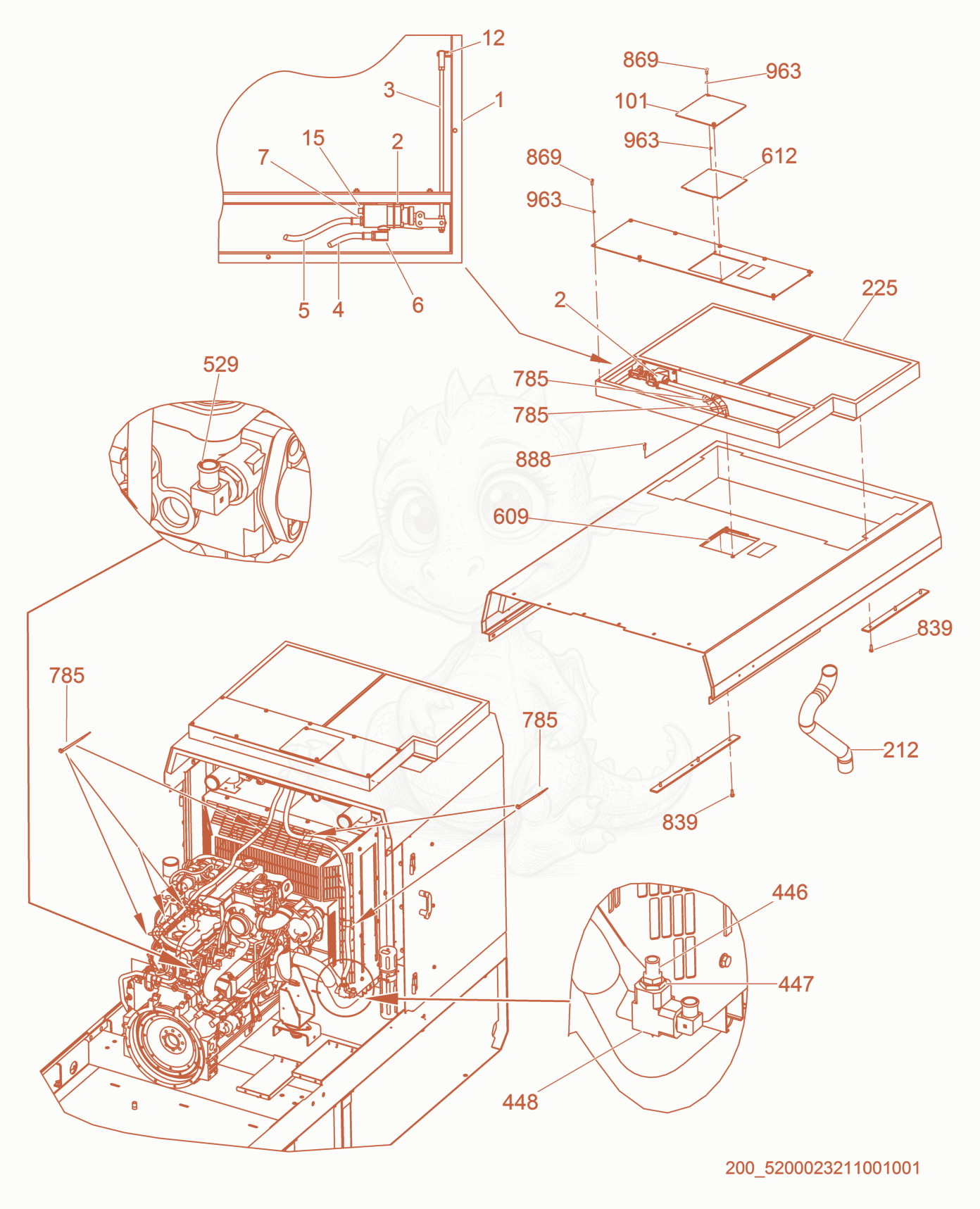 Exploded parts diagram of the Option - Shutter of a Wacker Neuson G230, with numbered balloons