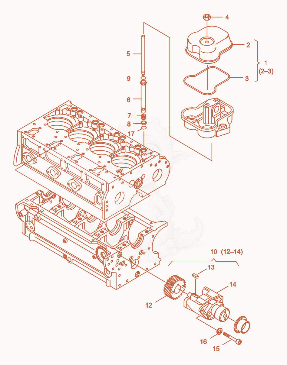 Exploded parts diagram of the Cylinder Head Cover of a Wacker Neuson RD25, with numbered balloons