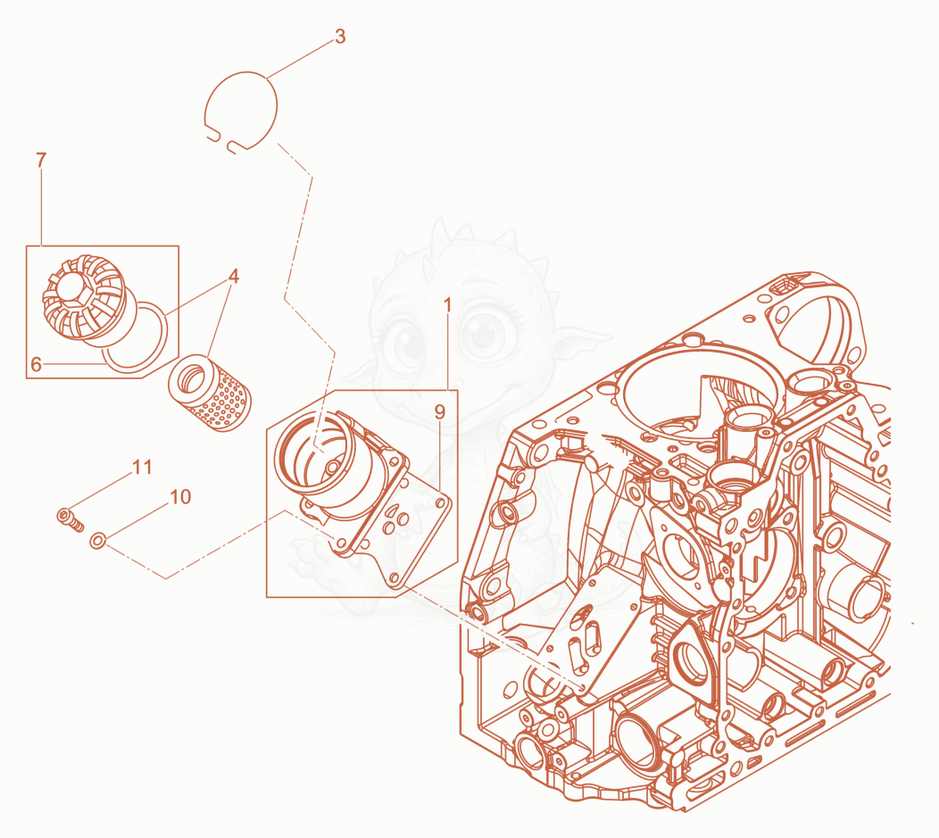 Exploded parts diagram of the Oil filter of a Wacker Neuson DPU6555HEHAPN, with numbered balloons