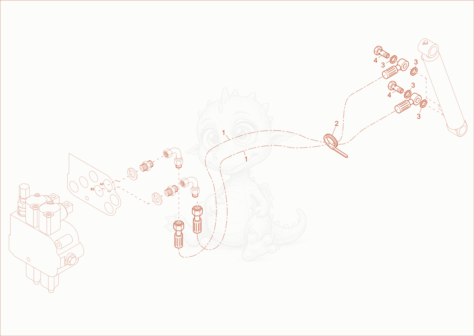 Exploded parts diagram of the TILT CYLINDER INSTALLATION of a Wacker Neuson DT10, with numbered balloons