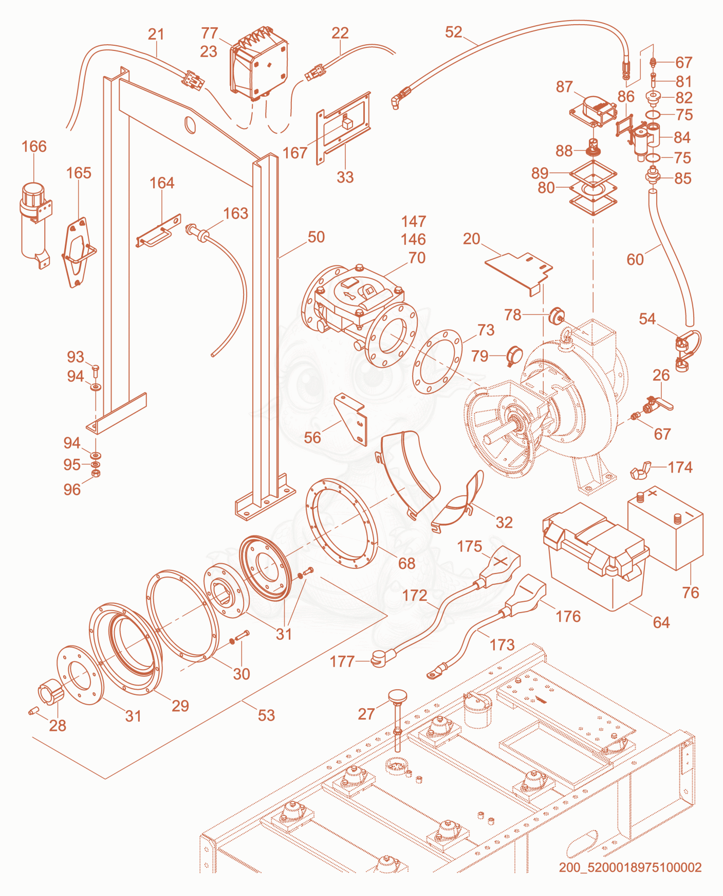 Exploded parts diagram of the Pump Mount of a Wacker Neuson APT4TCW, with numbered balloons