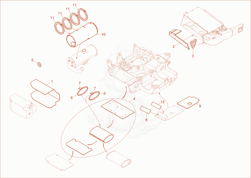 Exploded parts diagram of the Insulating mat of a Wacker Neuson EZ36, with numbered balloons