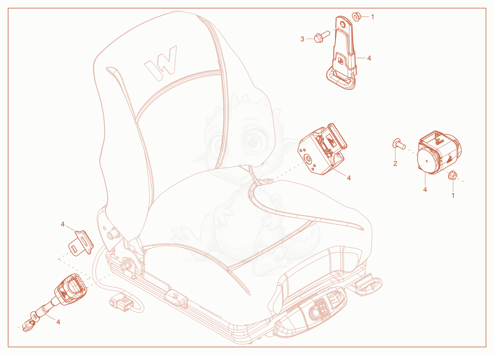 Exploded parts diagram of the Seat Belt of a Wacker Neuson ST31(S05-6), with numbered balloons
