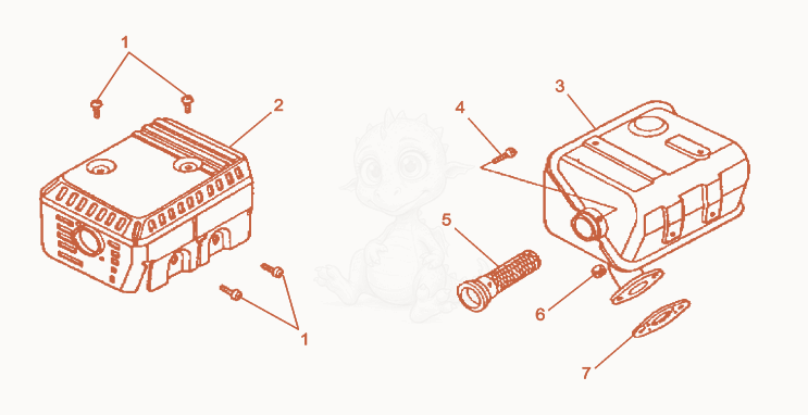 Exploded parts diagram of the Muffler of a Wacker Neuson PG2A, with numbered balloons