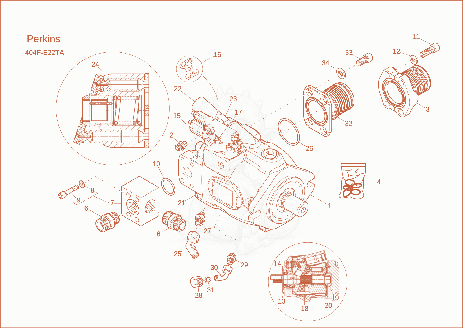 Exploded parts diagram of the HYDRAULIC PUMP (Option) of a Wacker Neuson ET65, with numbered balloons