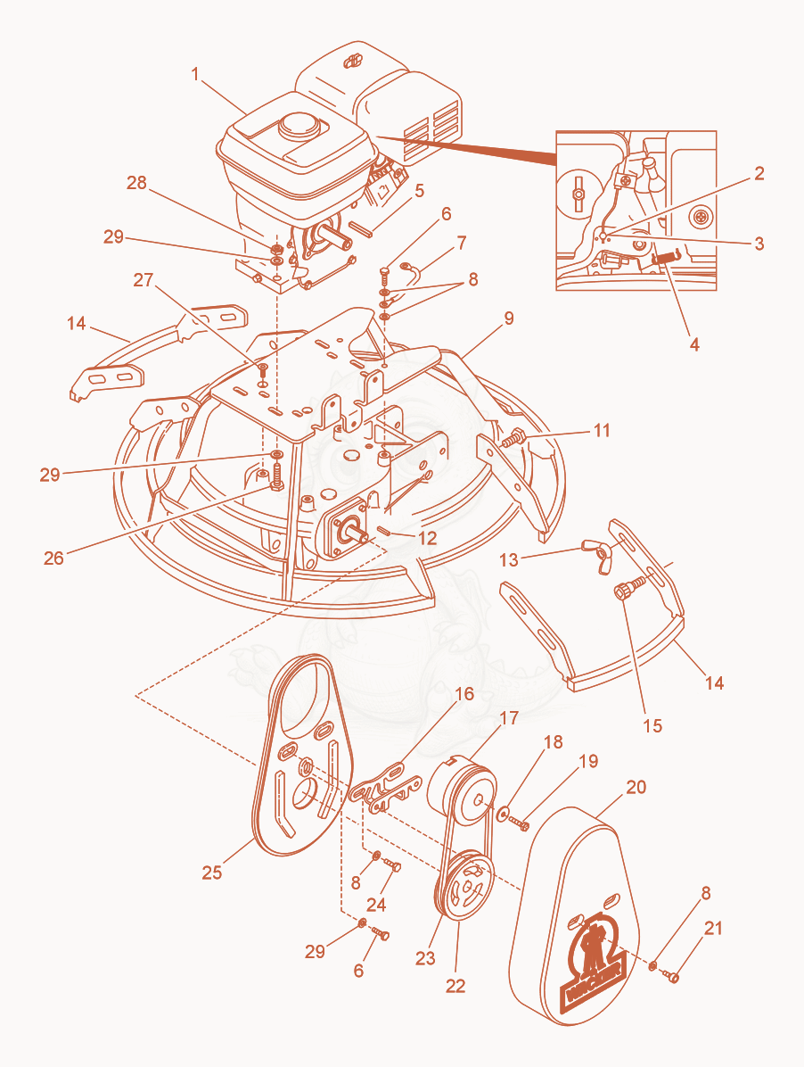 Exploded parts diagram of the Drive System/Engine of a Wacker Neuson CT36AGP-E, with numbered balloons