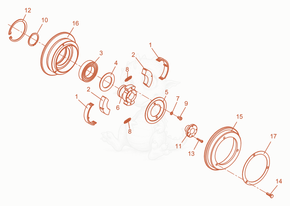 Exploded parts diagram of the Centrifugal Clutch cpl. of a Wacker Neuson DPU2560H, with numbered balloons