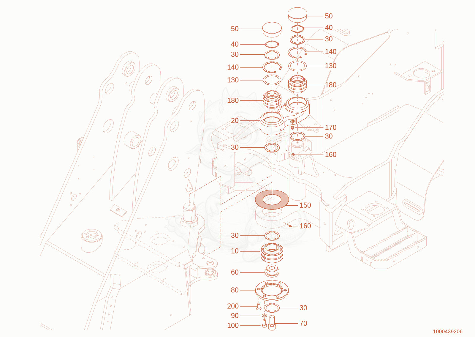 Exploded parts diagram of the pivot block of a Wacker Neuson WL28E(A10-01), with numbered balloons