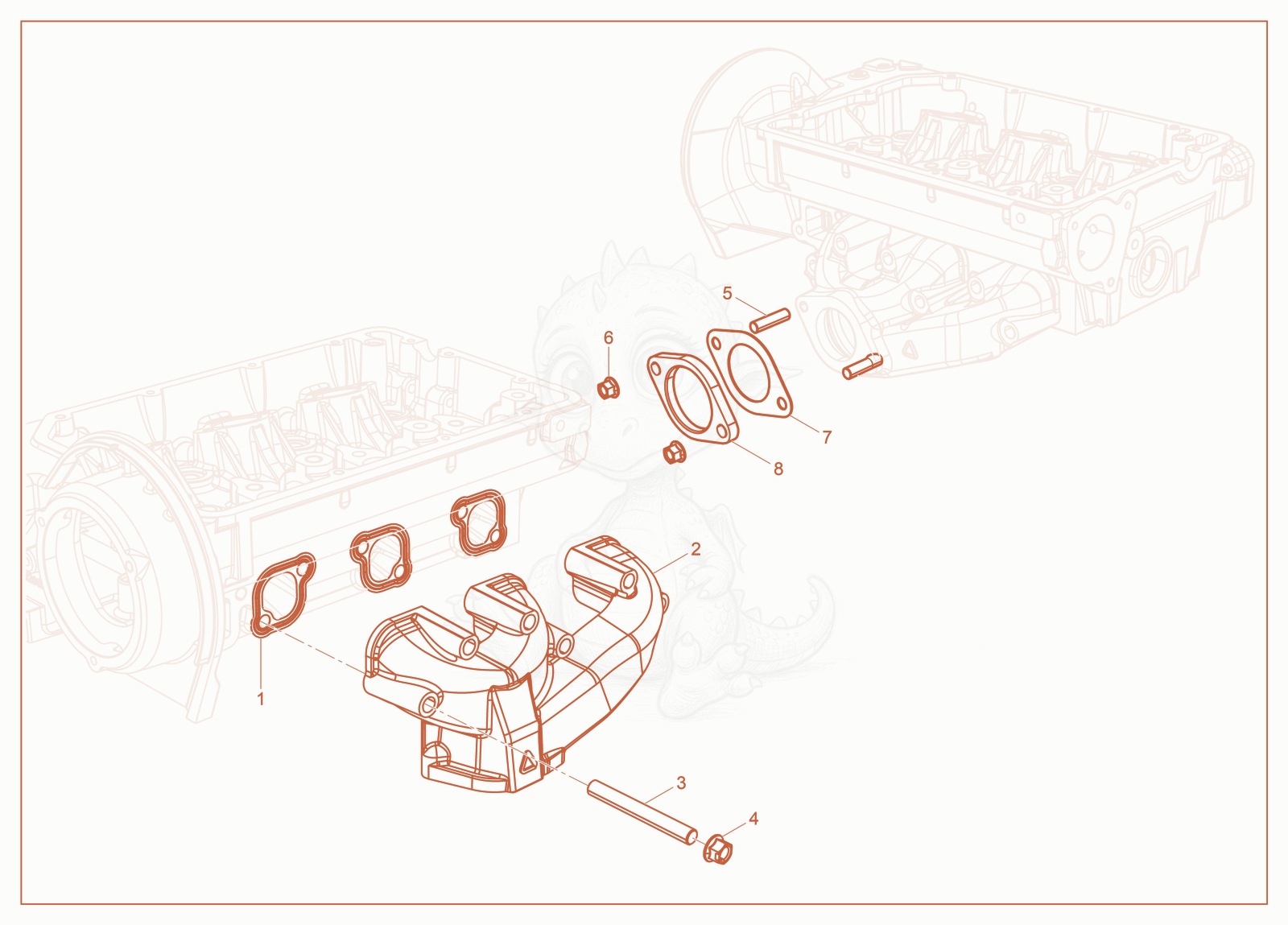 Exploded parts diagram of the Exhaust Manifold of a Wacker Neuson RT-SC4, with numbered balloons