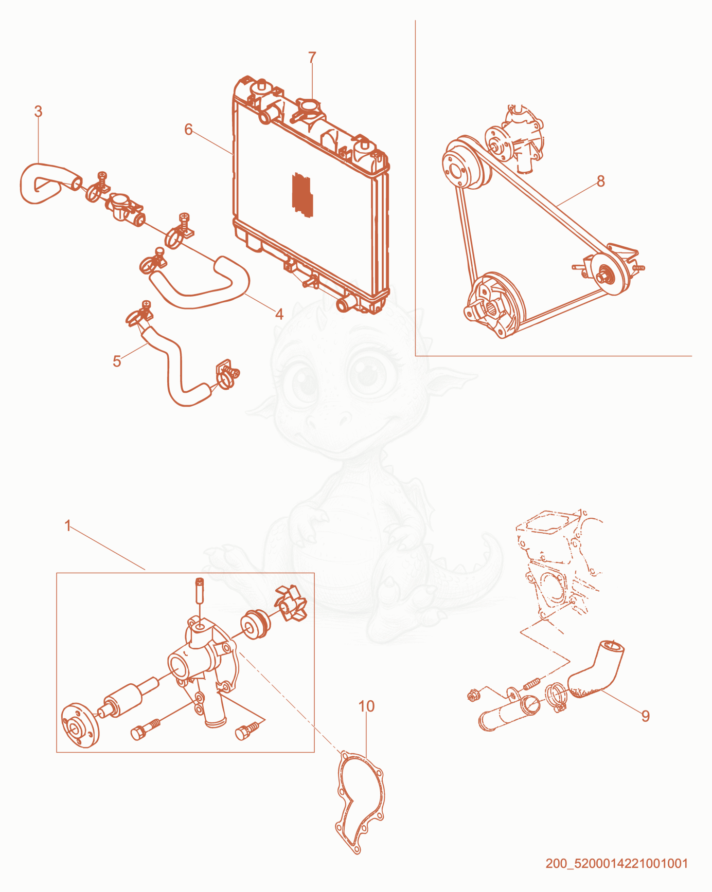 Exploded parts diagram of the Cooling System of a Wacker Neuson HI750GMHD, with numbered balloons