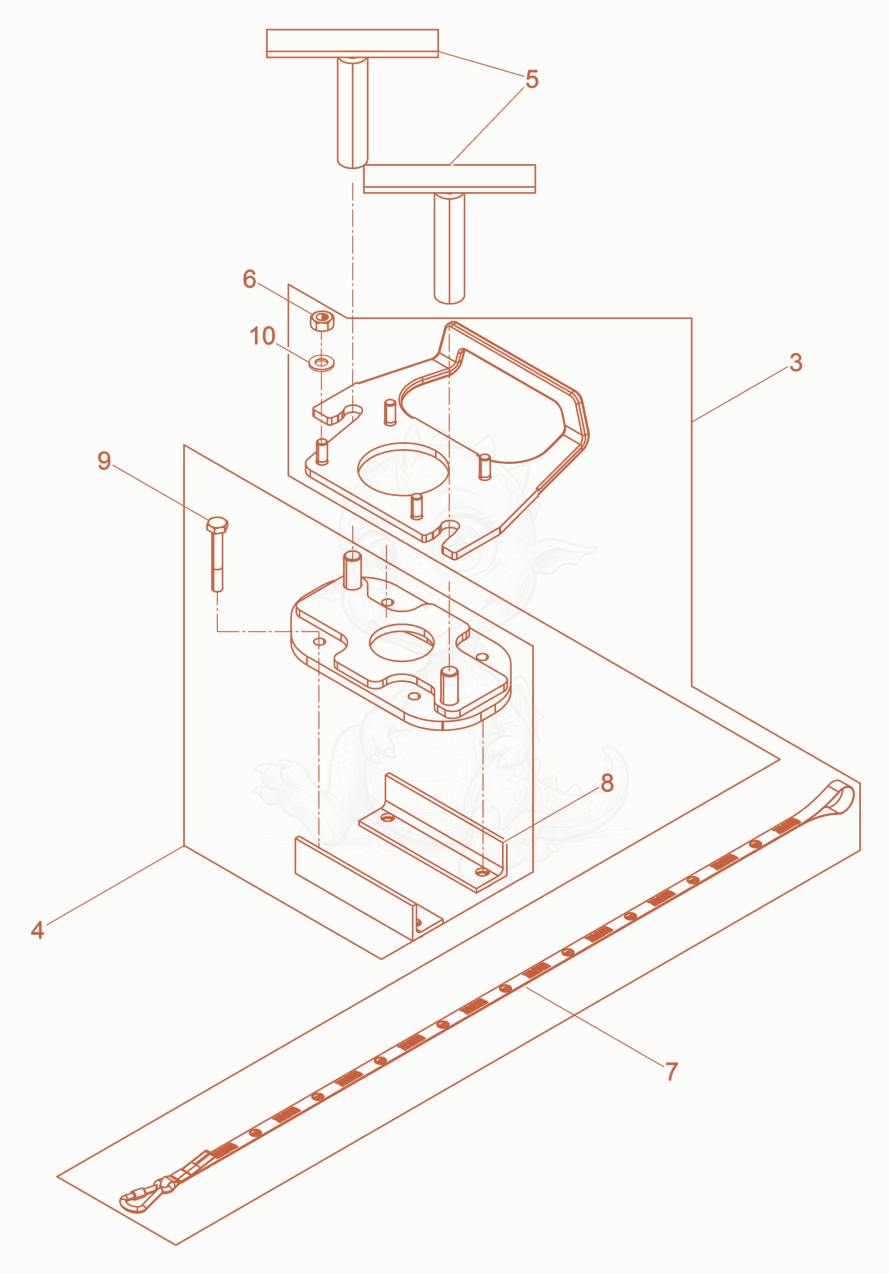 Exploded parts diagram of the Clamping device SV 46 of a Wacker Neuson AR36/3/500, with numbered balloons
