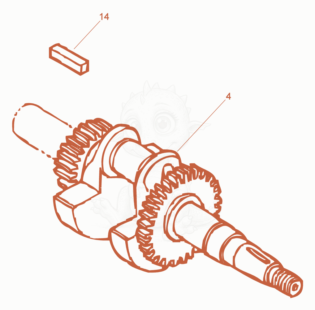 Exploded parts diagram of the Crankshaft of a Wacker Neuson PDT2A, with numbered balloons