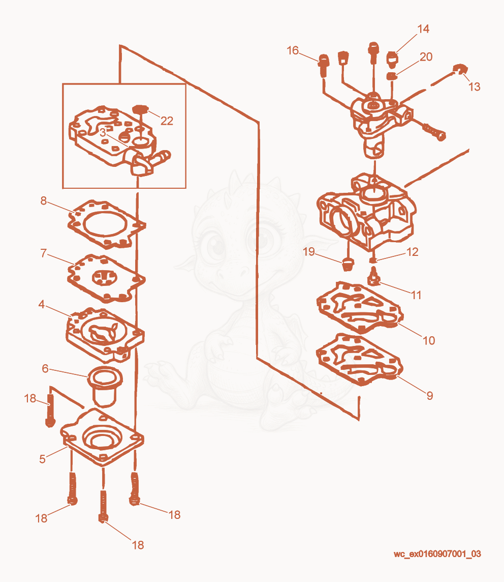 Exploded parts diagram of the Carburetor of a Wacker Neuson P35, with numbered balloons