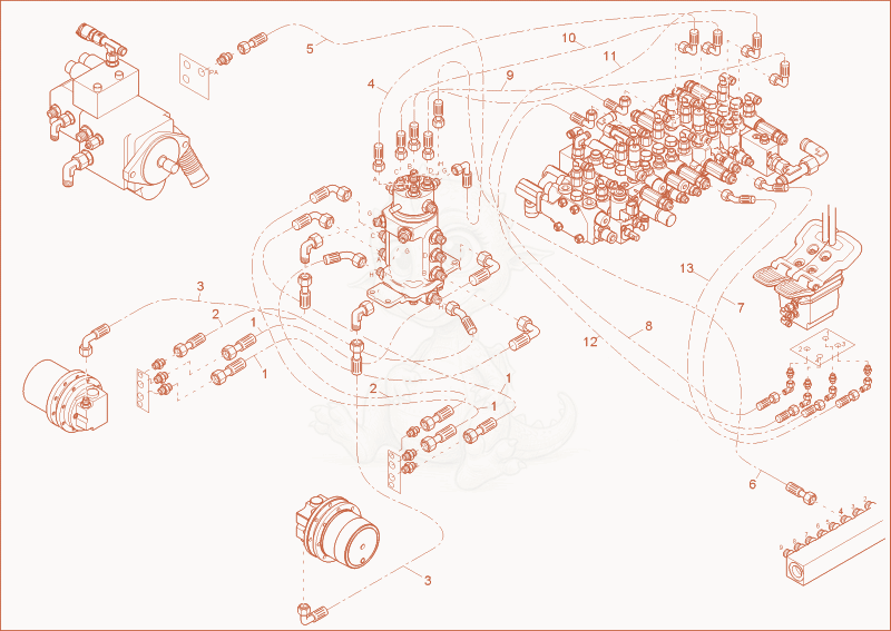 Exploded parts diagram of the TRAVELLING GEAR INSTALLATION of a Wacker Neuson ET18, with numbered balloons