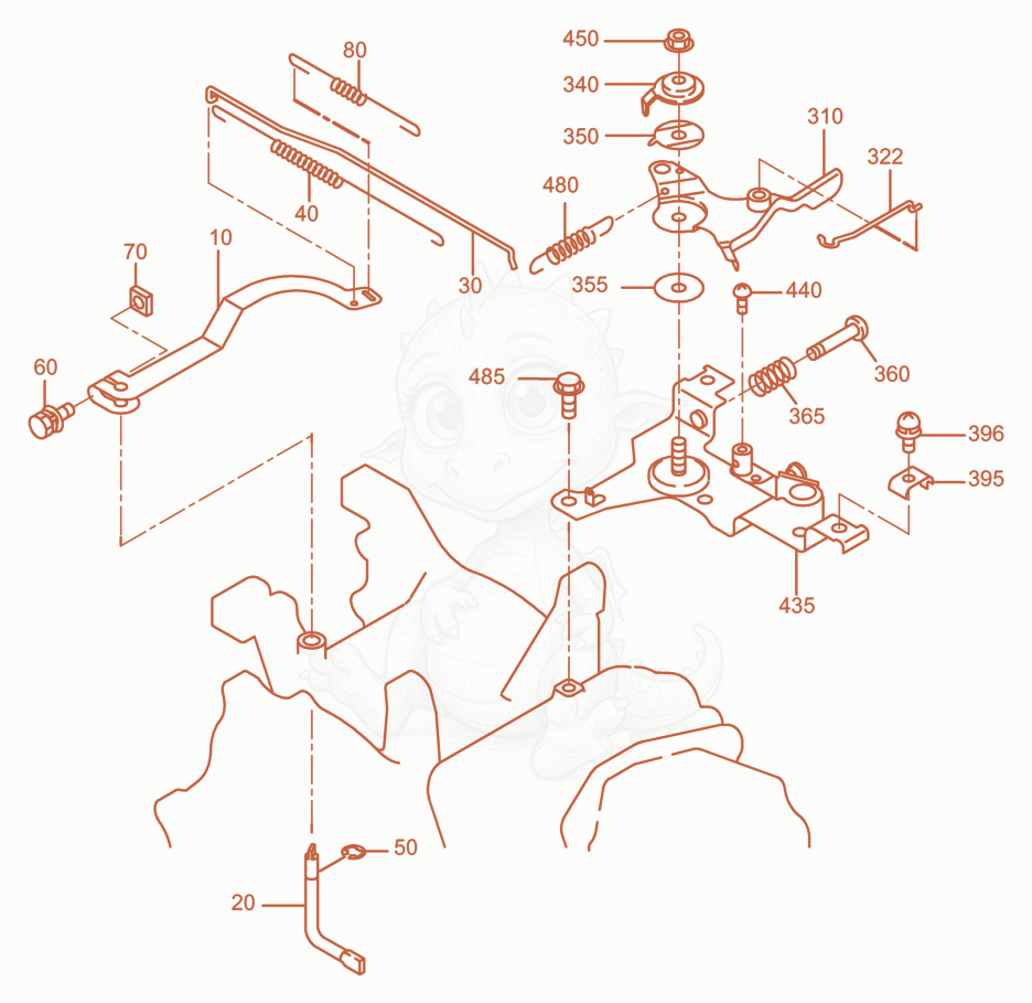 Exploded parts diagram of the Governor of a Wacker Neuson BPU3050, with numbered balloons