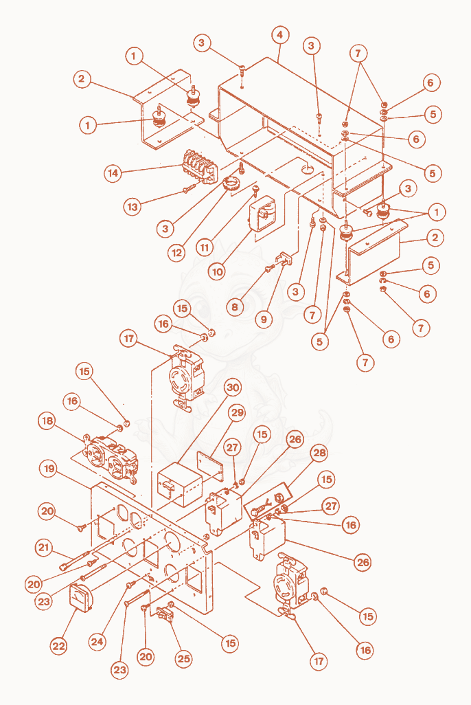 Exploded parts diagram of the Control Box of a Wacker Neuson GH3500E, with numbered balloons