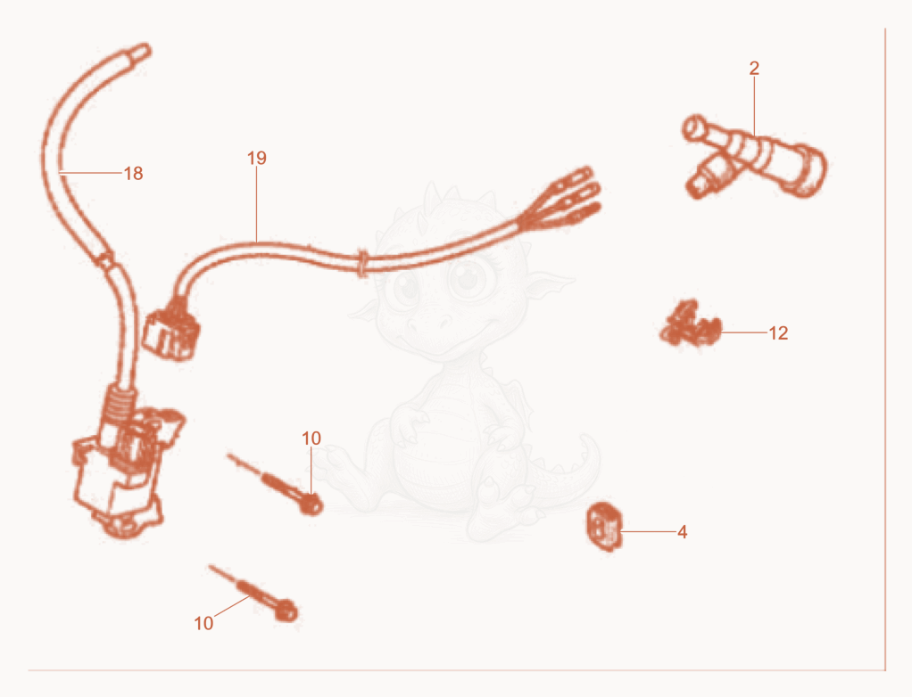 Exploded parts diagram of the Ignition coil of a Wacker Neuson BT48A, with numbered balloons