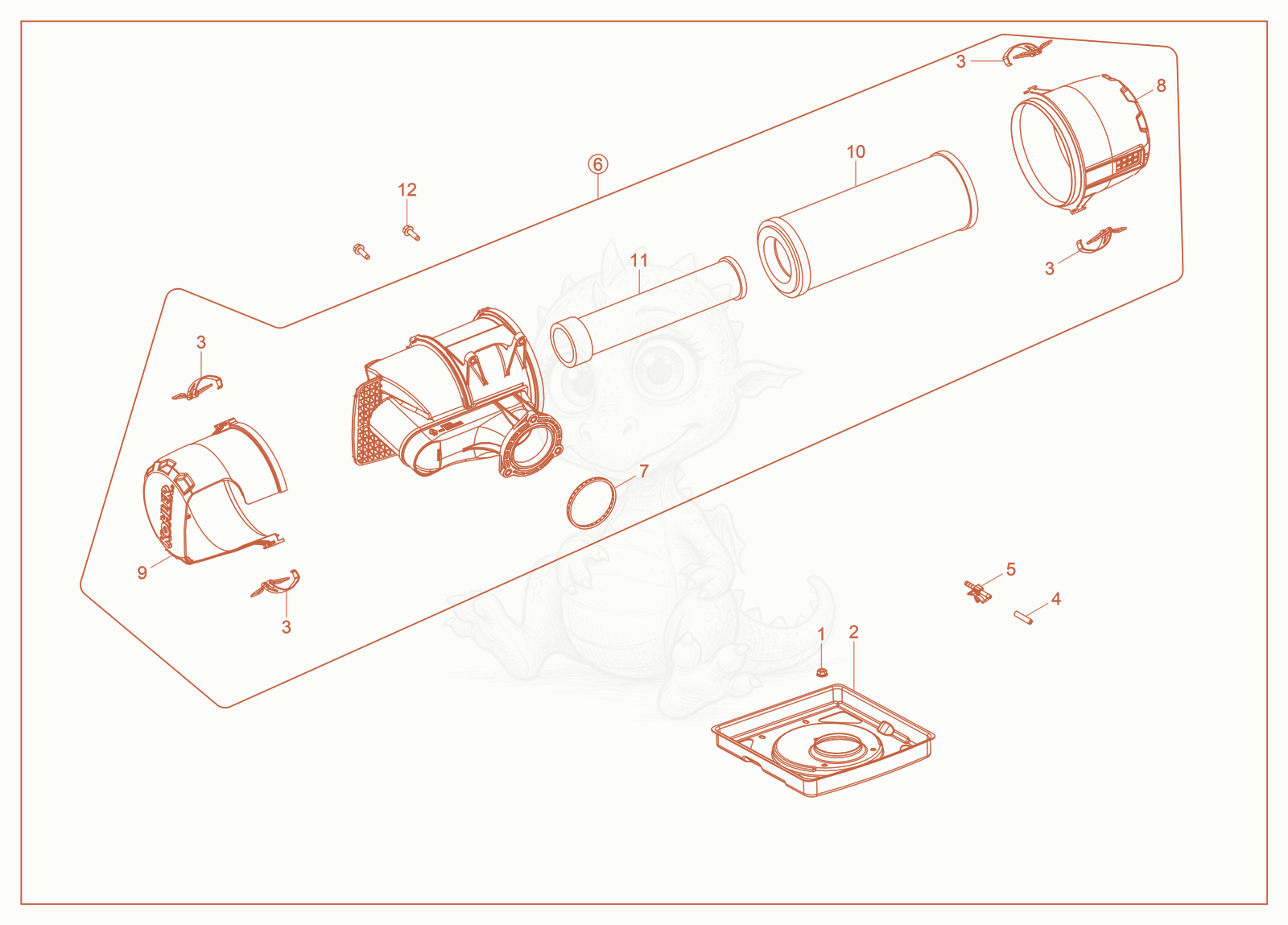 Exploded parts diagram of the Air Intake SP of a Wacker Neuson SM60, with numbered balloons