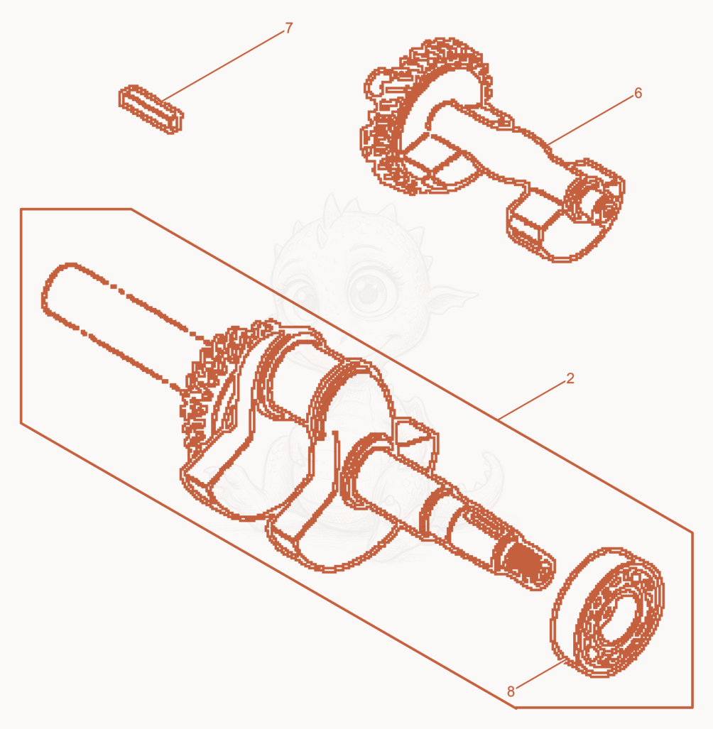 Exploded parts diagram of the Crankshaft of a Wacker Neuson BPU3545AUS, with numbered balloons